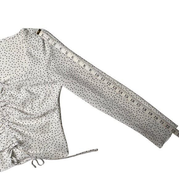 Dynamite Women's Black and White Polka Dot Long Sleeve, size Extra Small - Picture 7 of 9